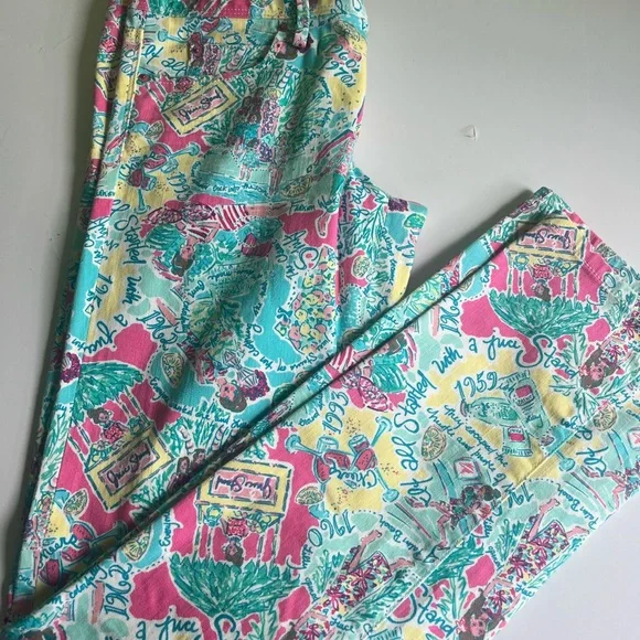 Lilly Pulitzer Jeans Worth Straight Leg In the Beginning Juice Stand Print Sz. 8 - Picture 7 of 8
